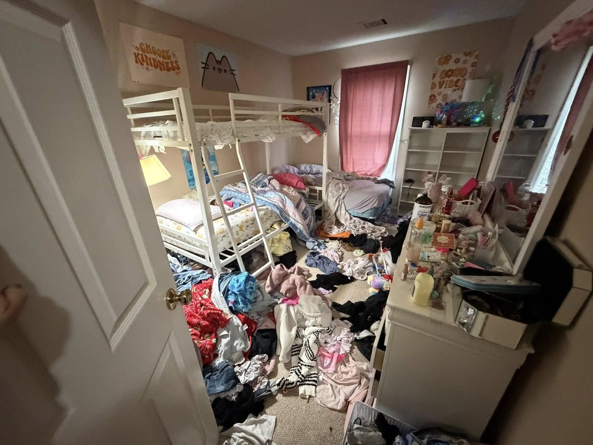 Shared girls' bedroom before